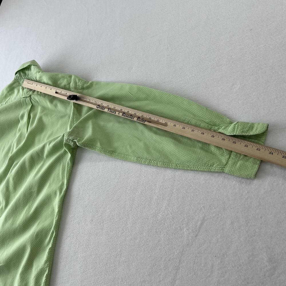 Vintage Tommy Hilfiger Shirt Mens Medium Green Dot Button Down Cotton Casual LS - Picture 12 of 14
